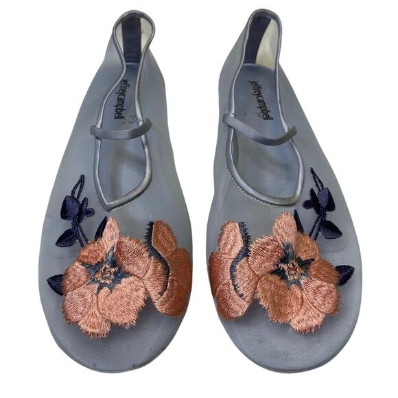 Jeffrey Campbell Swan Flower Embroidered Ballet Flats Ballerina Coquette Sz 9 - Picture 3 of 9